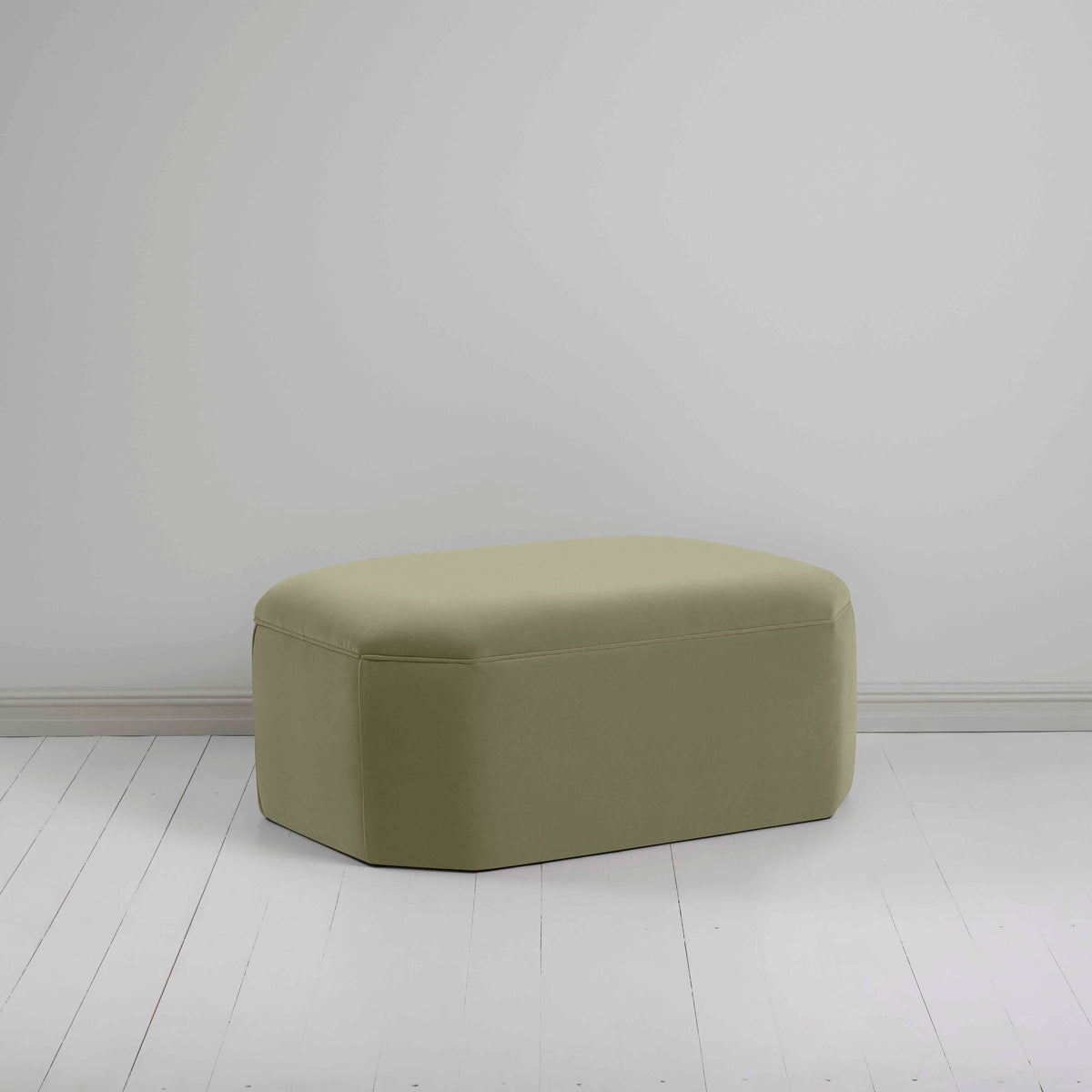 Hither Hexagonal Storage Ottoman in Intelligent Velvet Green Tea