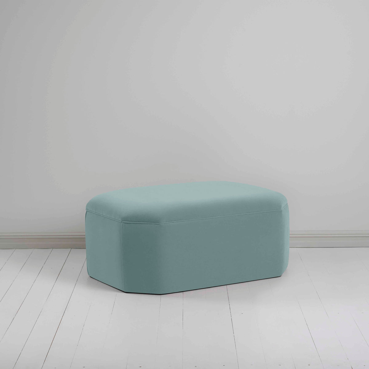 Hither Hexagonal Ottoman in Intelligent Velvet Mineral