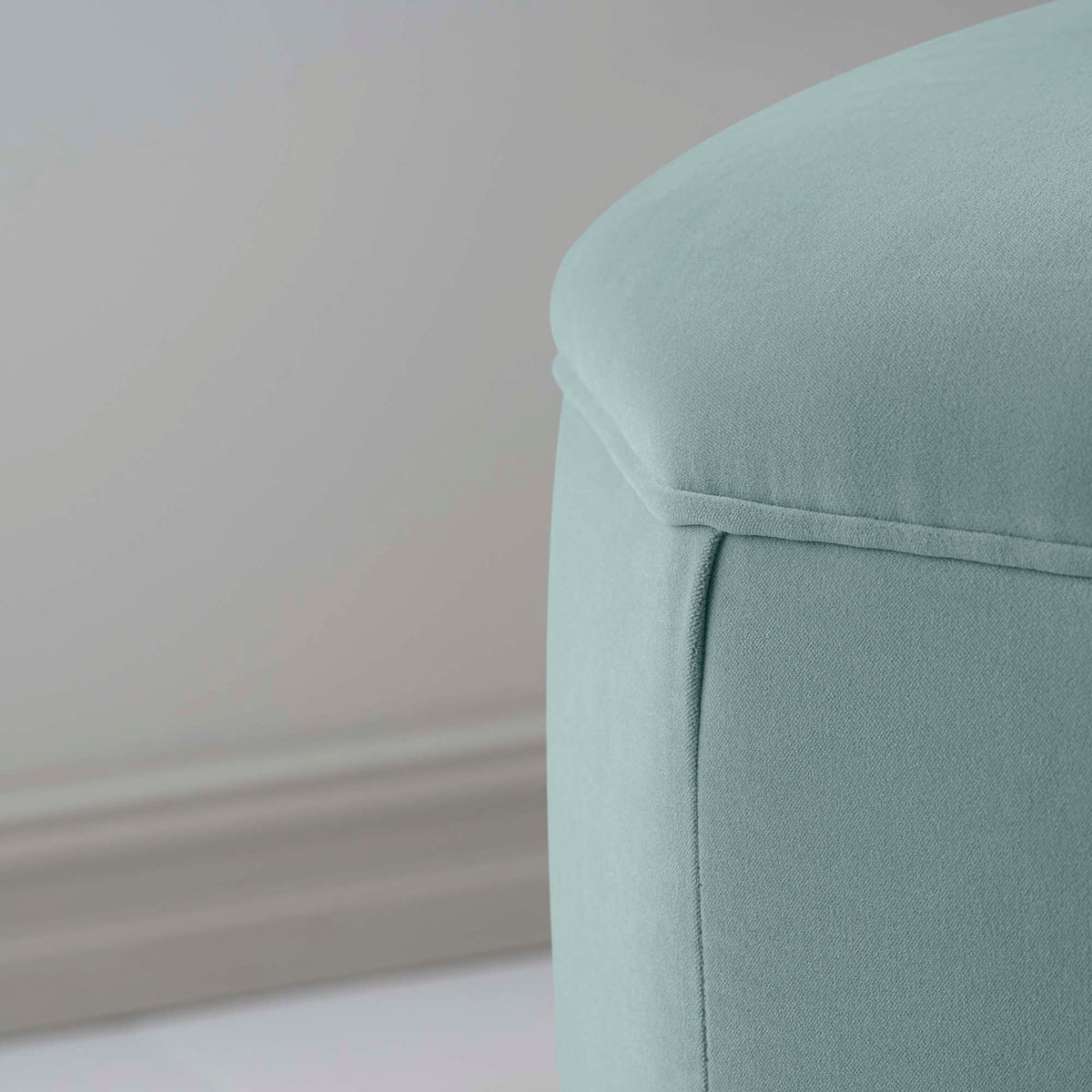 Hither Hexagonal Ottoman in Intelligent Velvet Mineral