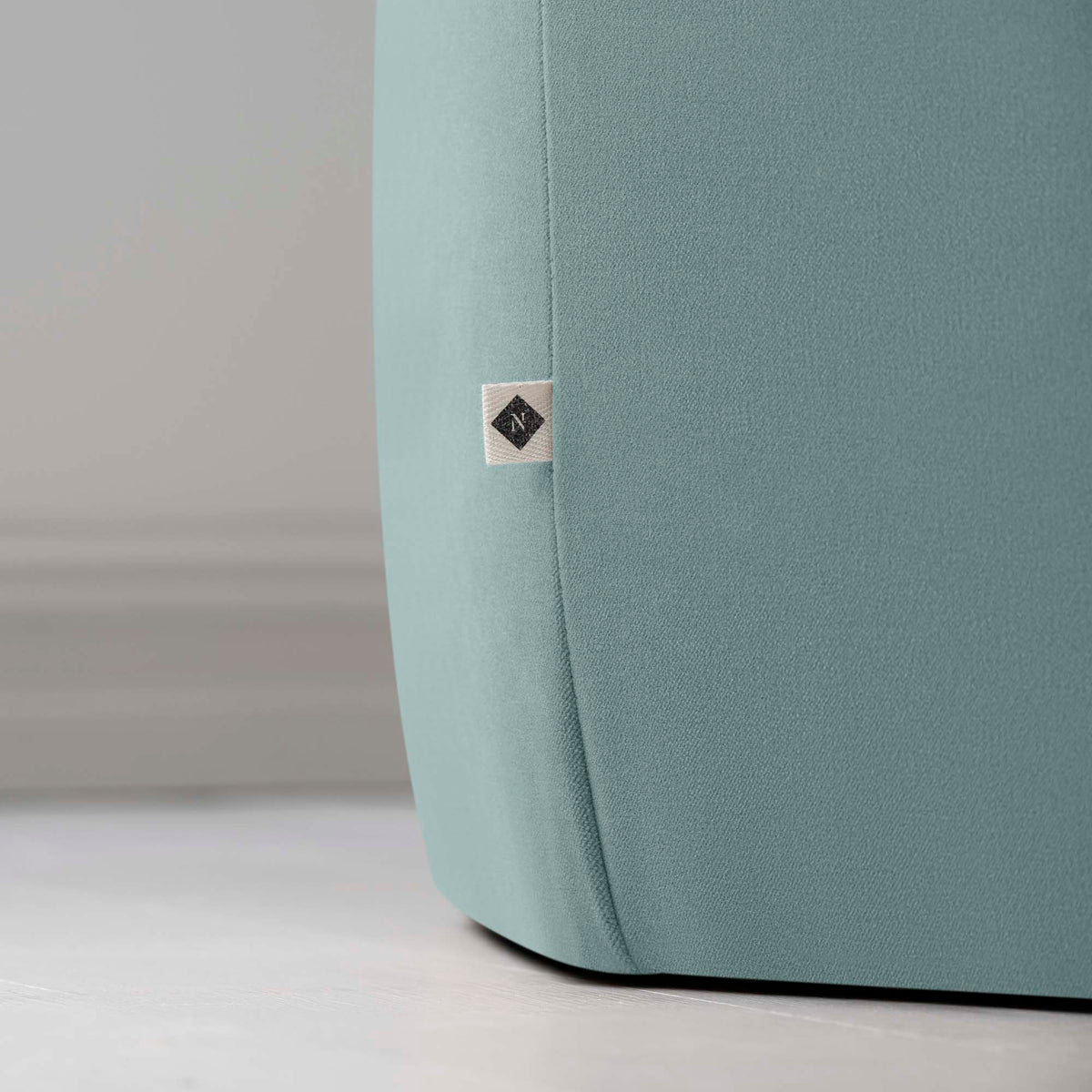 Hither Hexagonal Ottoman in Intelligent Velvet Mineral