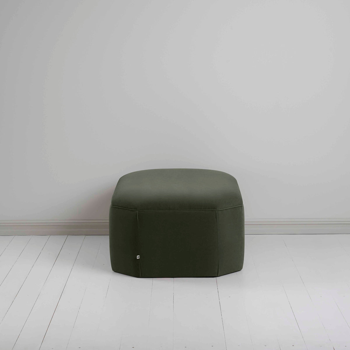 Hither Hexagonal Ottoman in Intelligent Velvet Seaweed