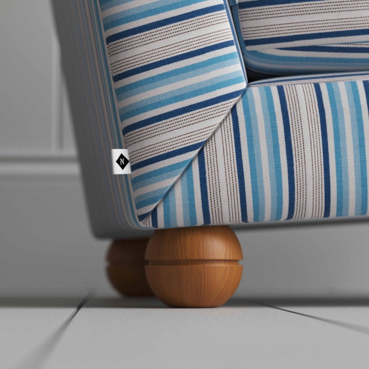 Perch Slipper Armchair in Slow Lane Blue Frame and Well Plaid Seat