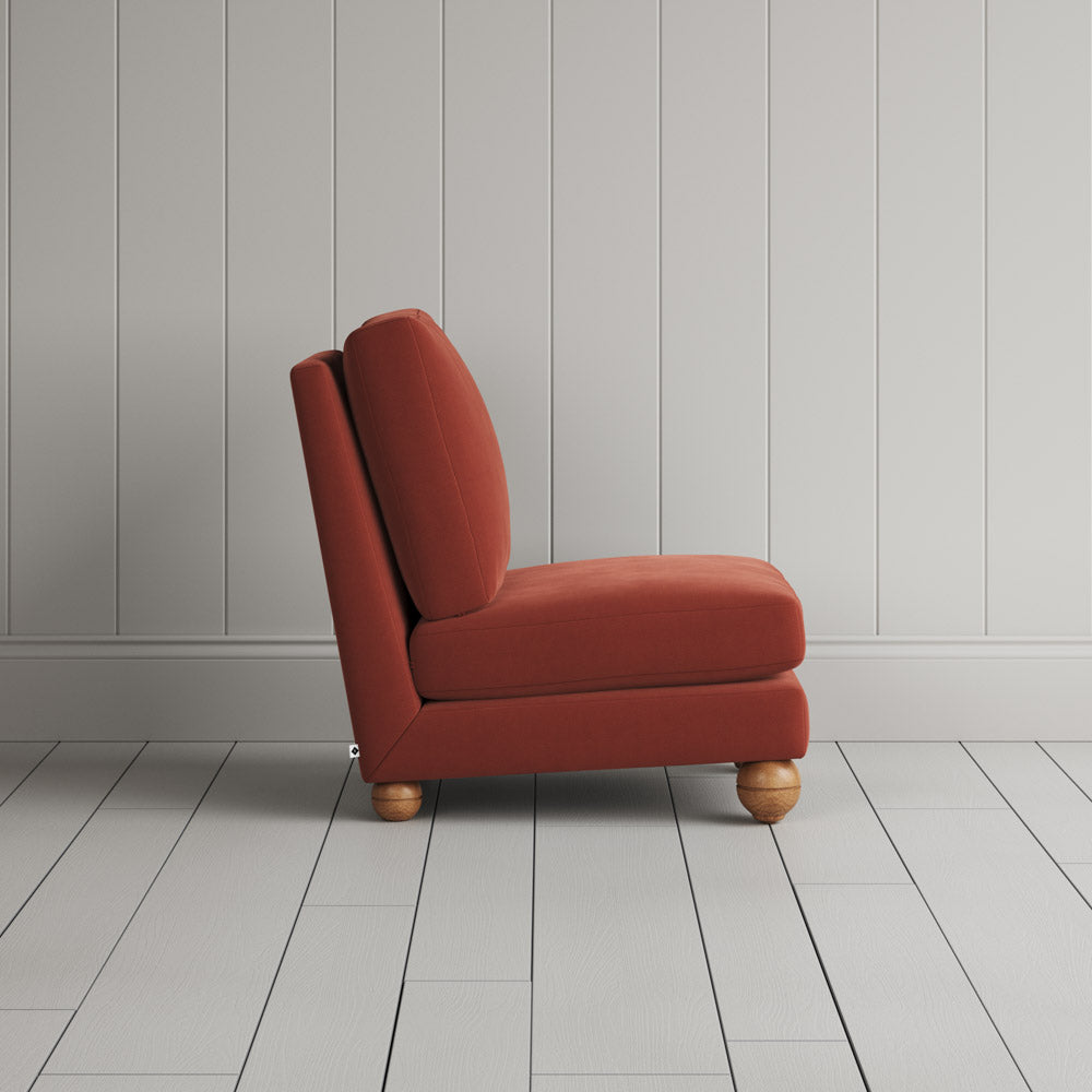 Perch Slipper Armchair in Intelligent Velvet Sienna