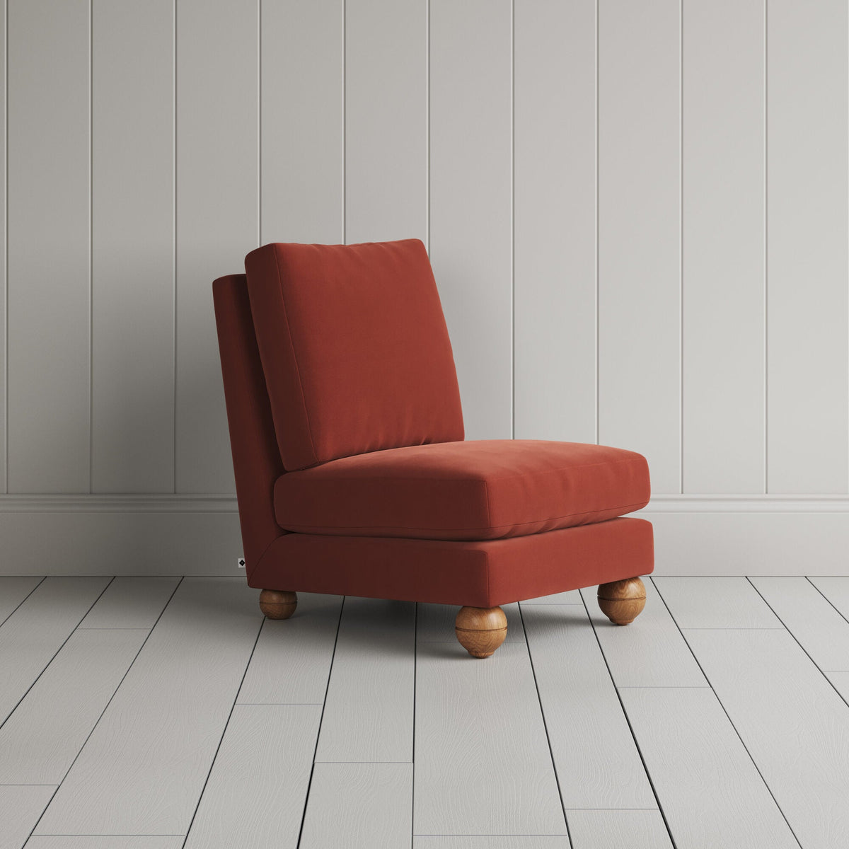 Perch Slipper Armchair in Intelligent Velvet Sienna