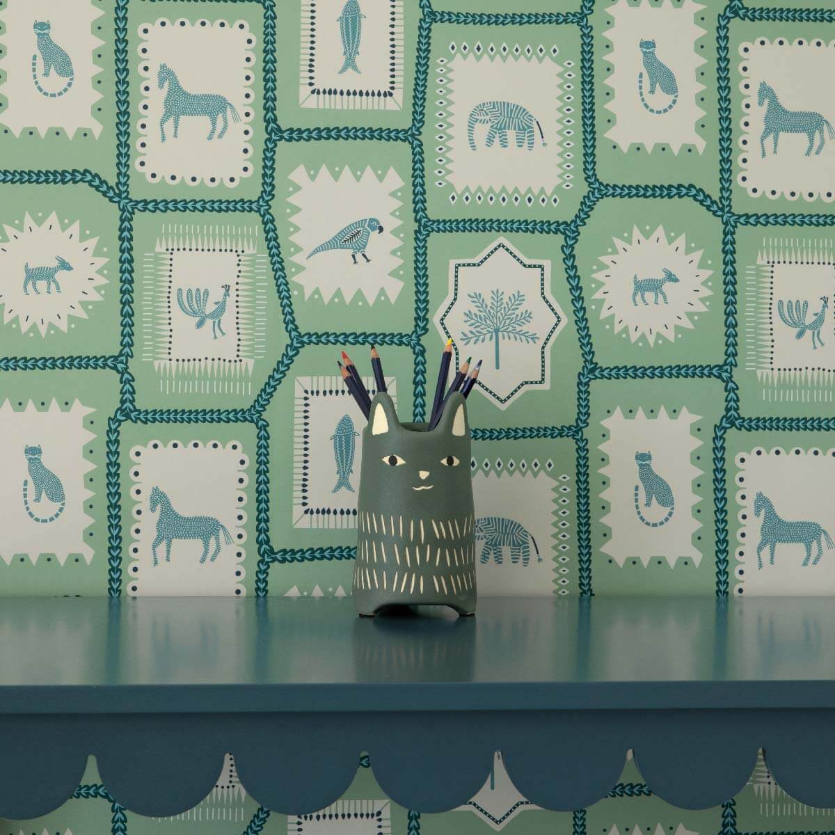 Folk Tales Wallpaper - Pistachio