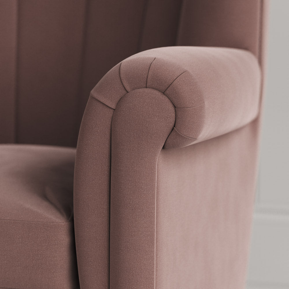 Time Out Armchair in Intelligent Velvet Dusky Pink