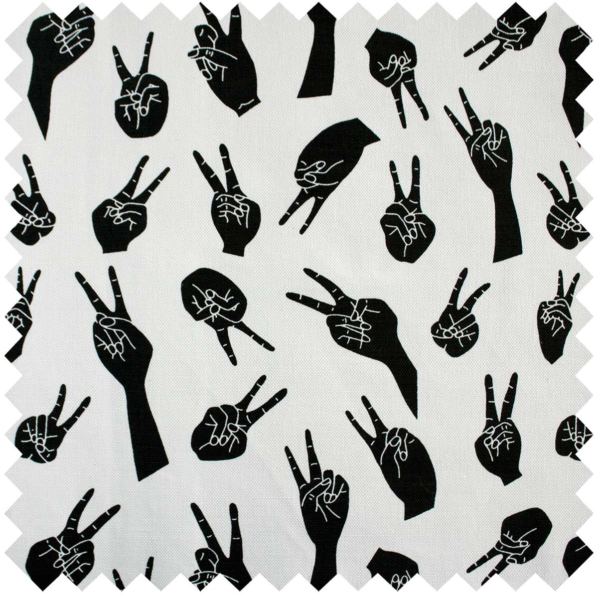 White Peace Hands Fabric