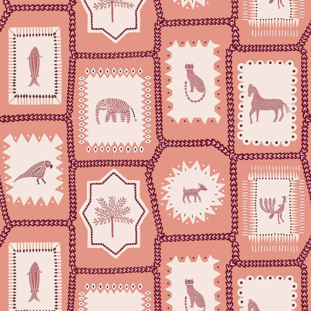Folk Tales Wallpaper - Jaipur Pink