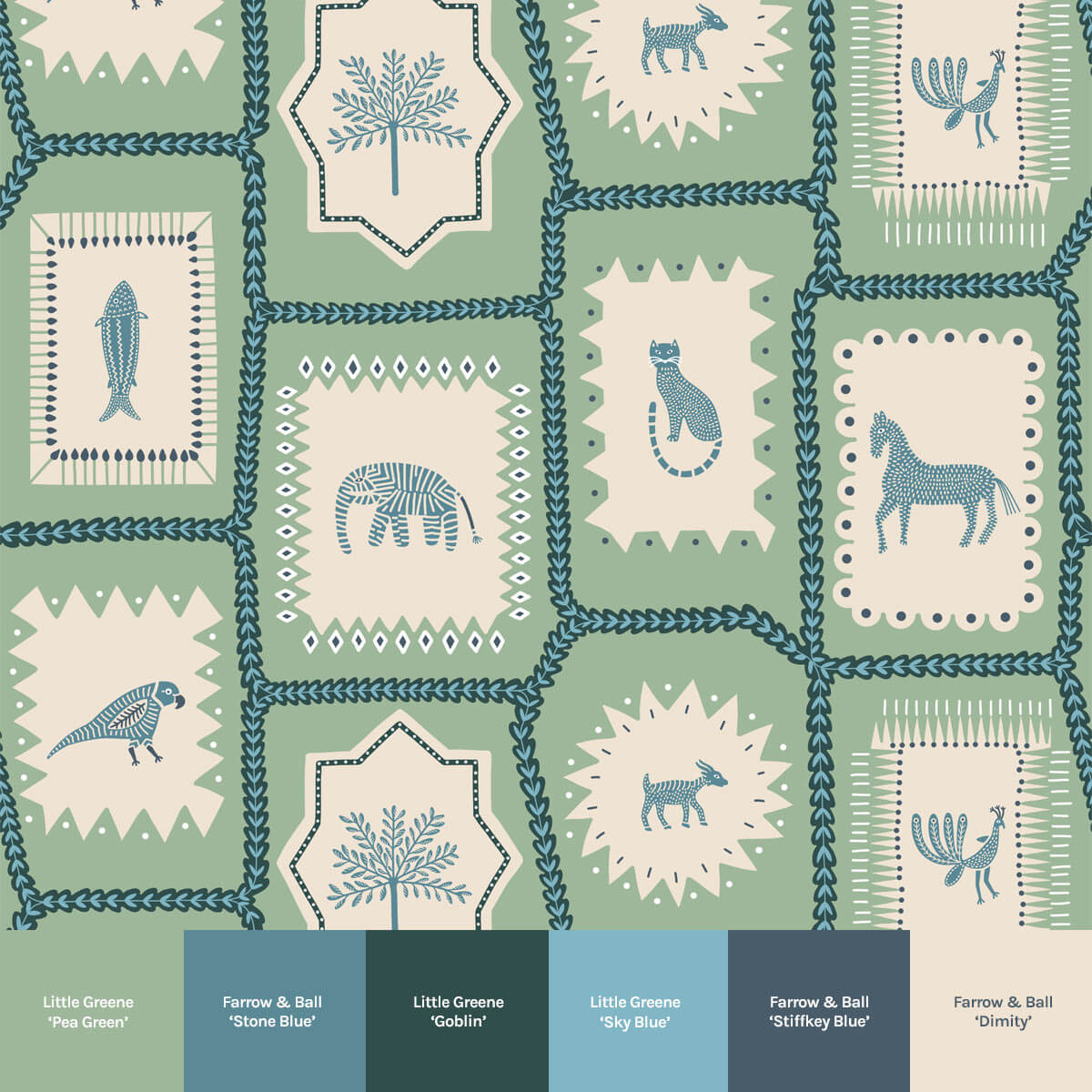Folk Tales Wallpaper - Pistachio