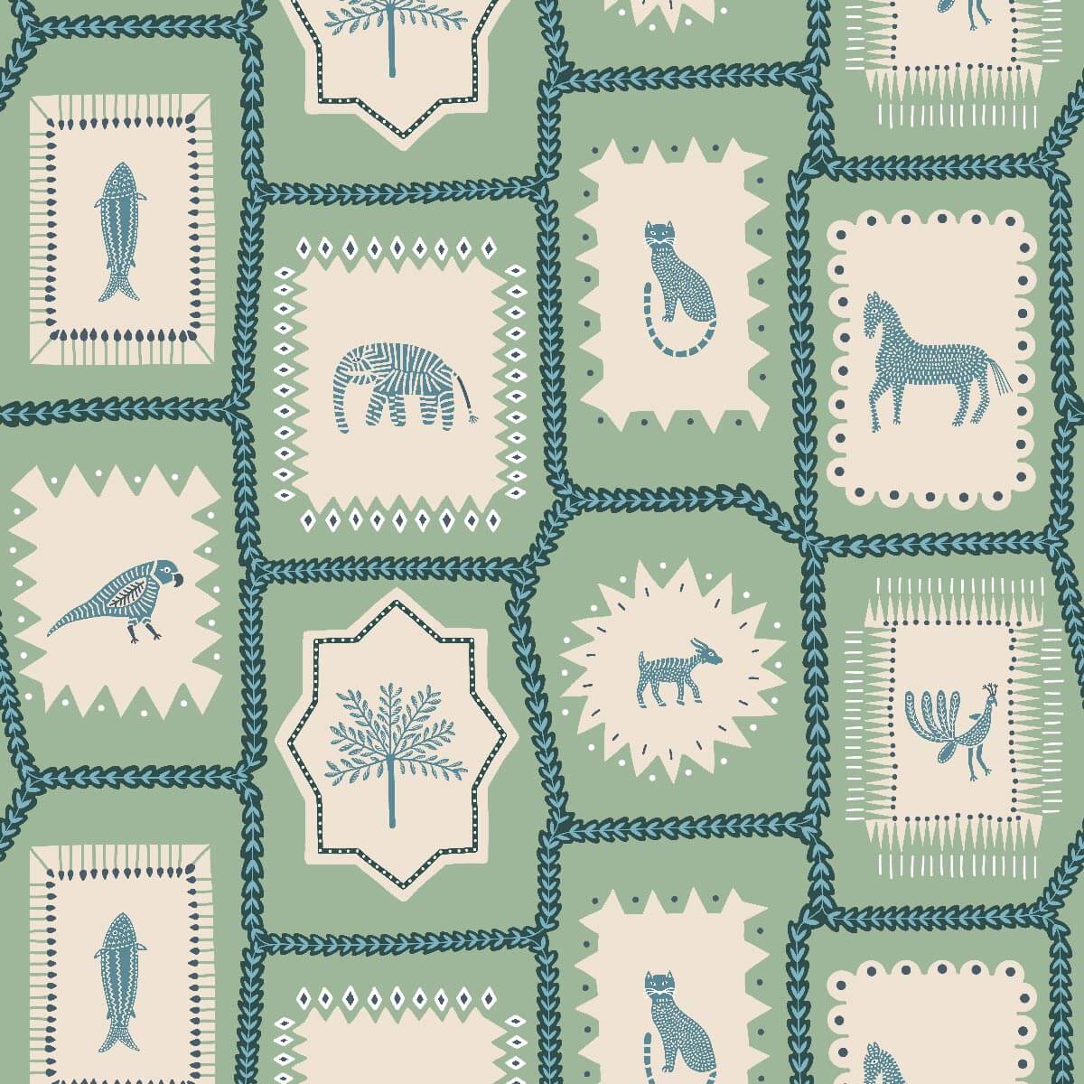 Folk Tales Wallpaper - Pistachio