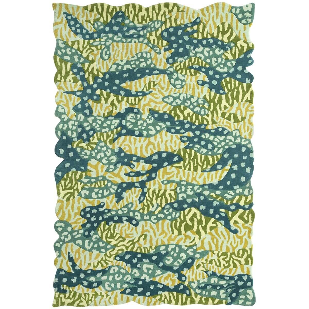 Big Cat Camo Hand Tufted Rug - Green