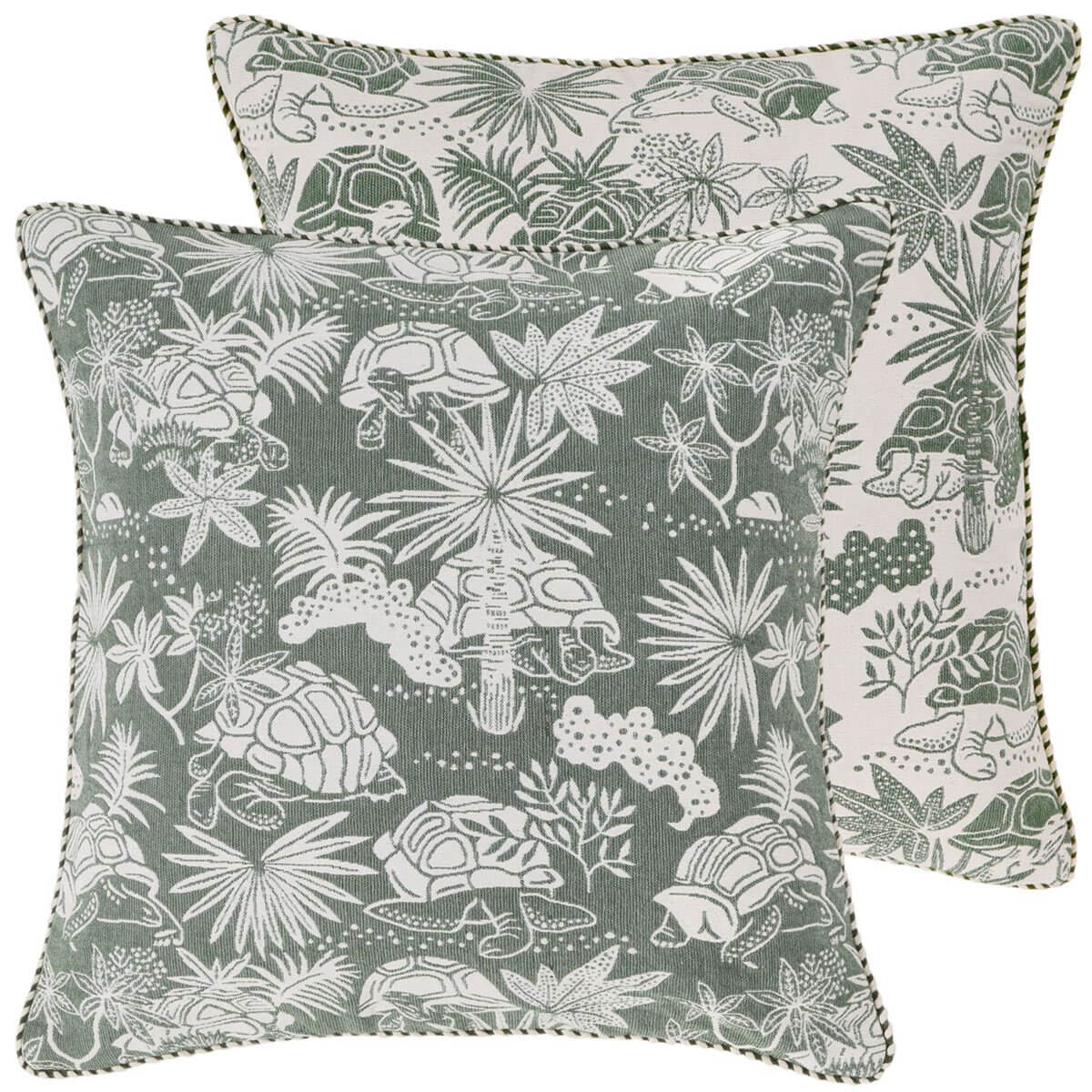 Green Tortoise Woven Cushion Cover