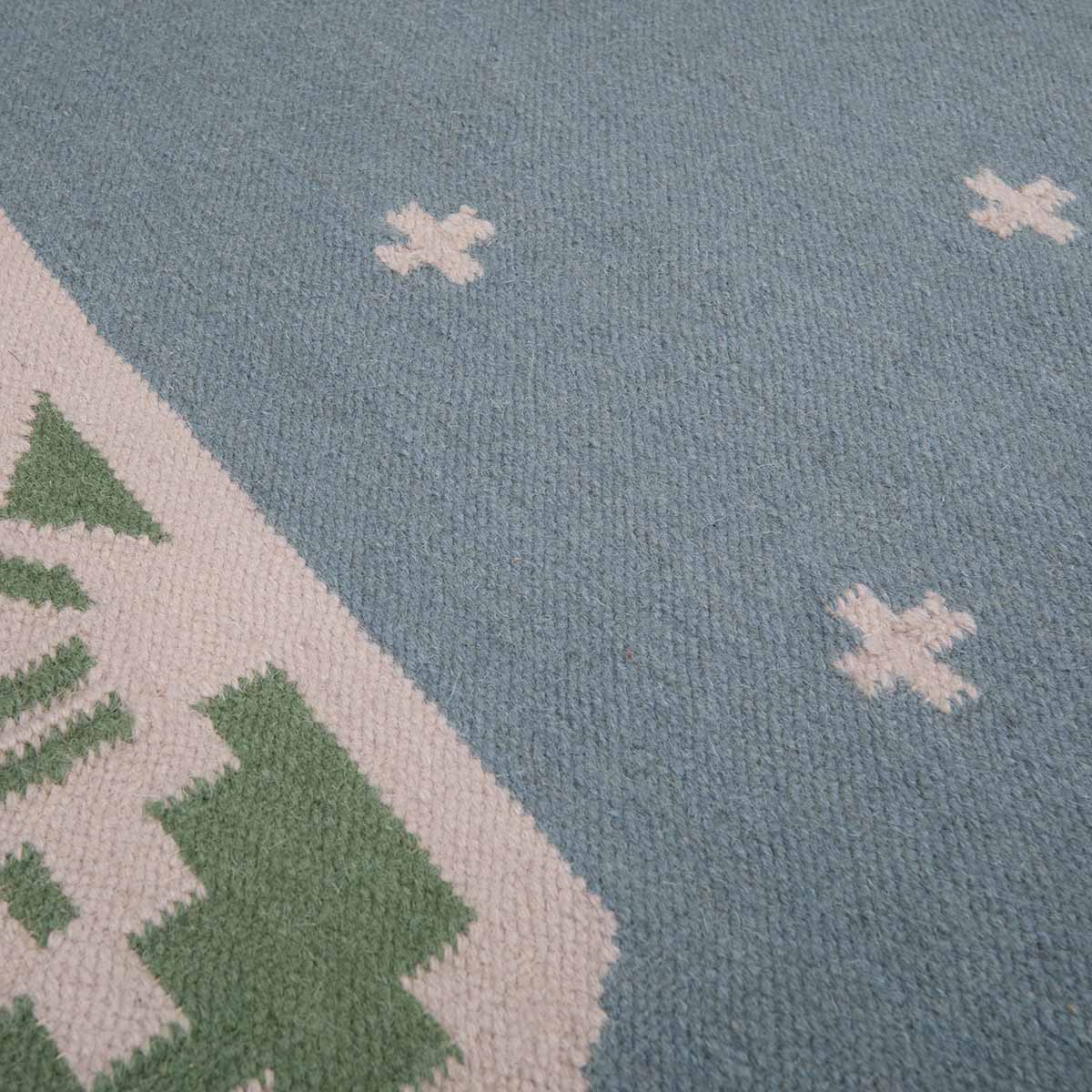 Manali Flatweave Rug - Blue and Green